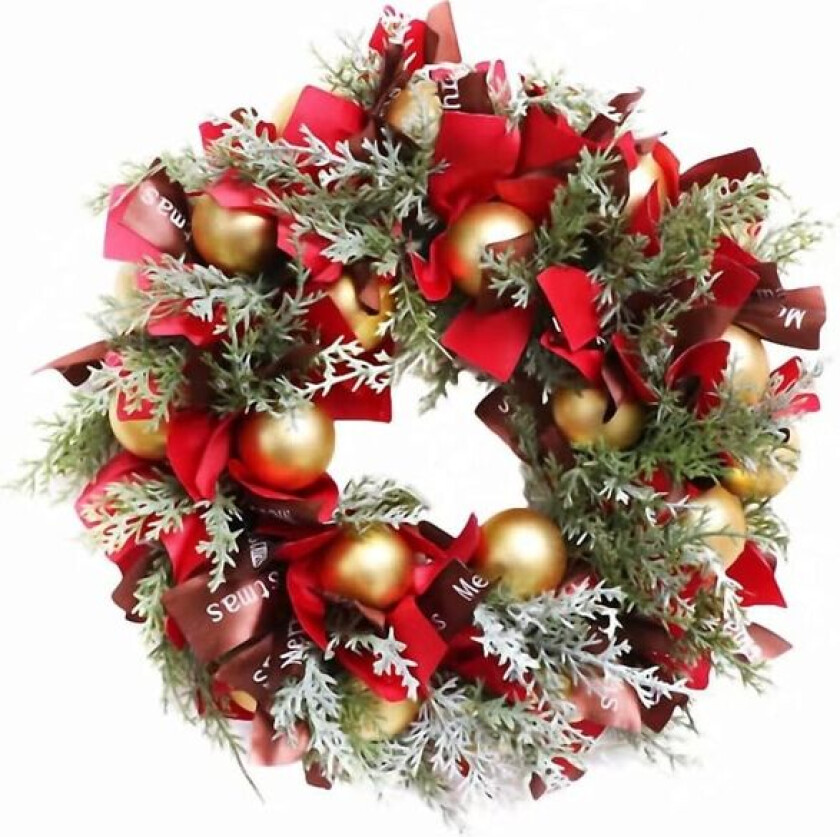 Julekrans Vintergirlander 42cm Kunstig Krans med Ch