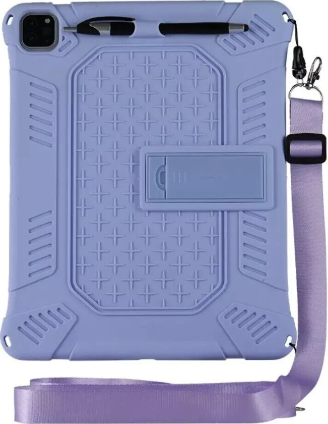 iPad Pro 12.9" (2022 / 2021 / 2020 / 2018) Gummi Håndverker Deksel m. Stativ - Lilla