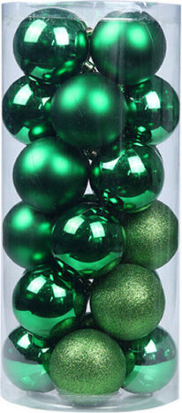 24 Pakk Julekulepynt 40mm Knusesikkert Fargerikt