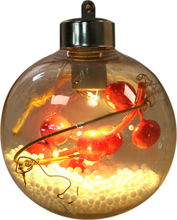 Julekule i gjennomsiktig plast med LED-lys, julepynt til treet