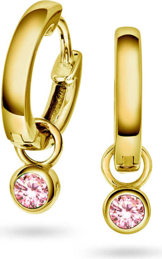 , Øreringer i 925 forgylt sølv med rosa zirkonia