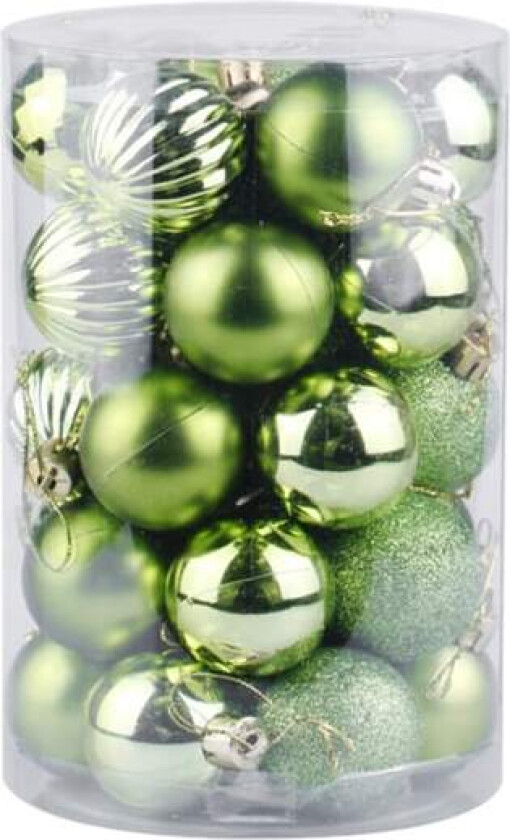 34 stykker 4 cm knusefrie julekulepynt til jul