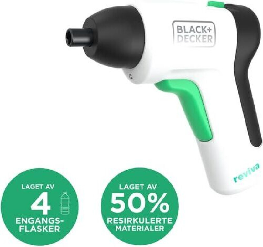 Black+decker Skrutrekker 12v Reviva, 50% Resirkulert Plast