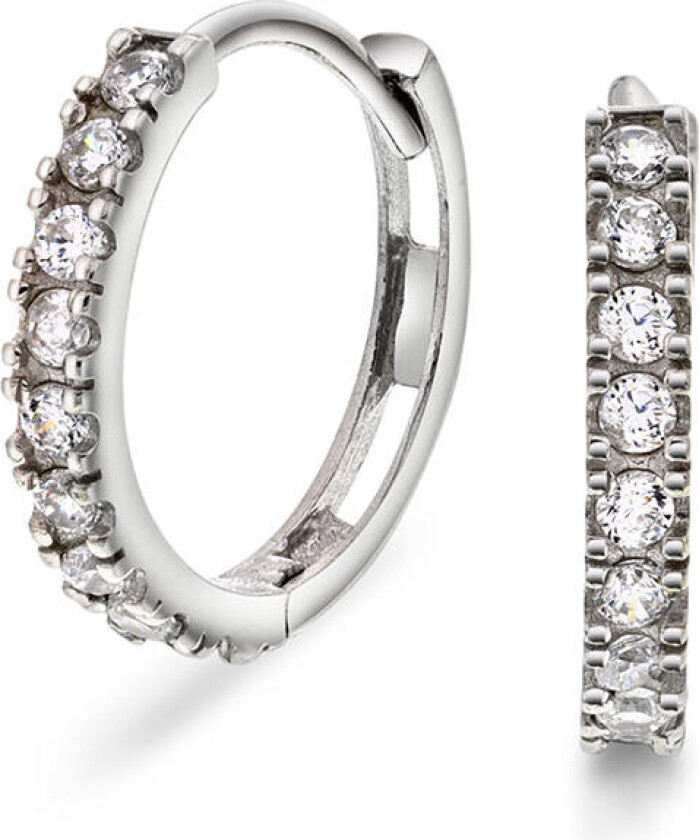 , Øreringer i 585 hvitt gull med zirkonia