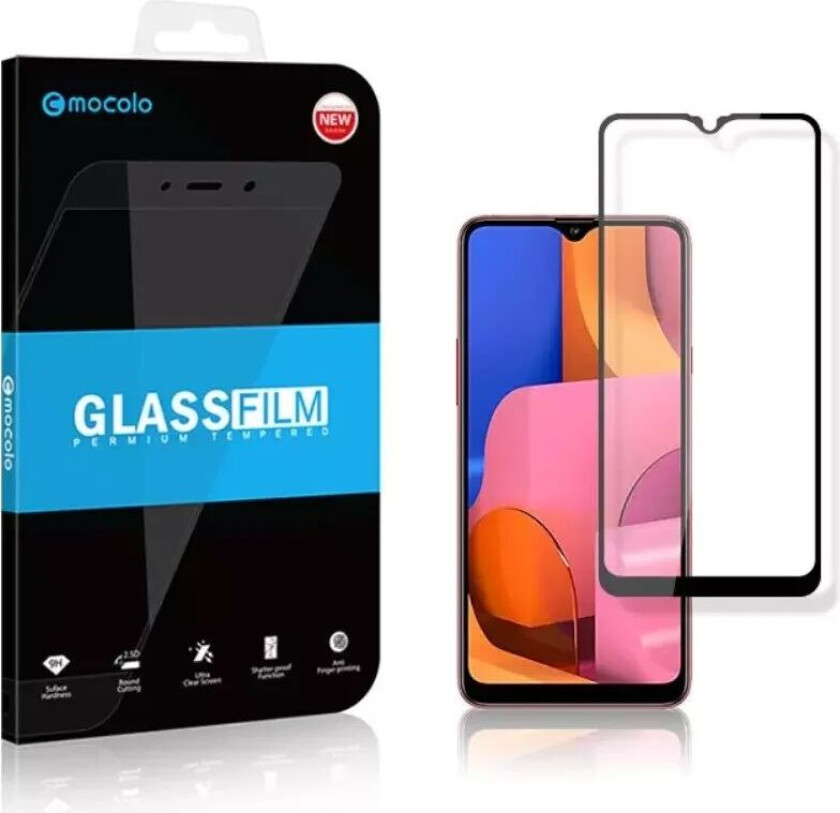 Samsung Galaxy A20s Skjermbeskytter i Herdet Glass - Full Fit - Svart Kant