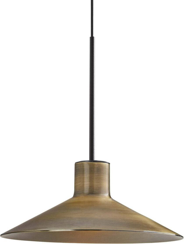 LED-hengelampe Platet, svart/messingfarget Ø 20 cm