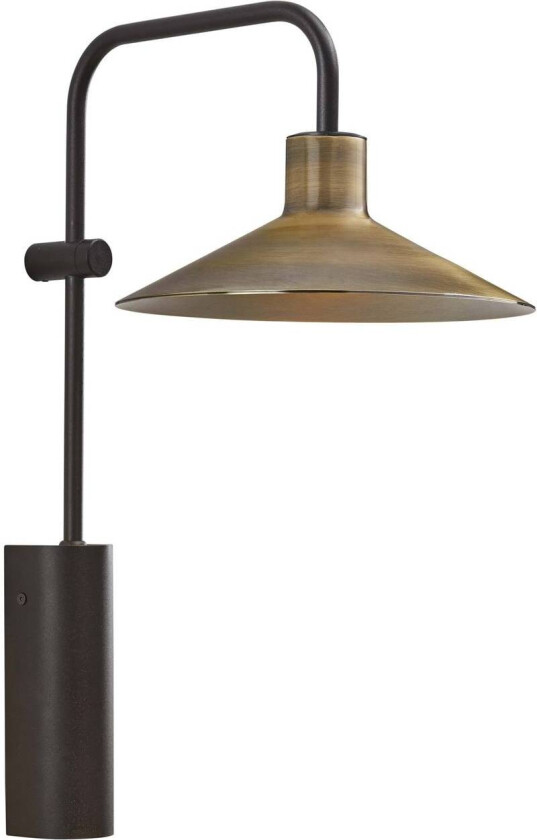 LED-vegglampe Platet A/02, svart/antikk messingfarge