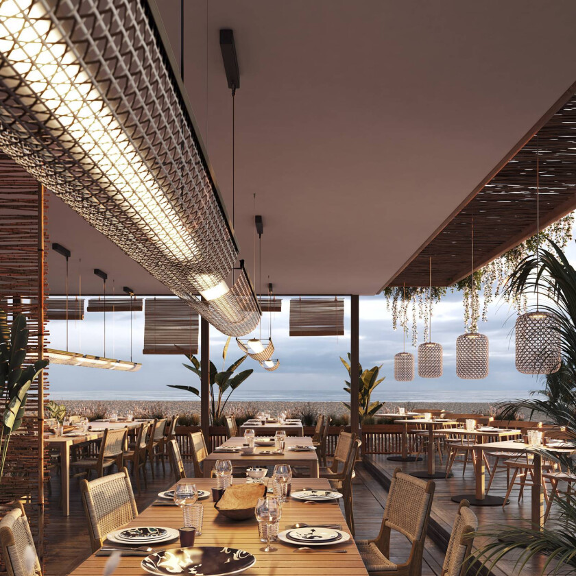 LED-hengelampe Nans Balis S/140, brun/brun, 140 cm