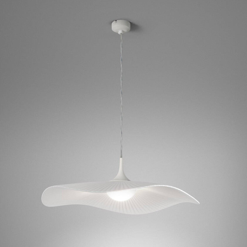 LED-hengelampe Mediterránia, hvit, Ø 52 cm, stoff