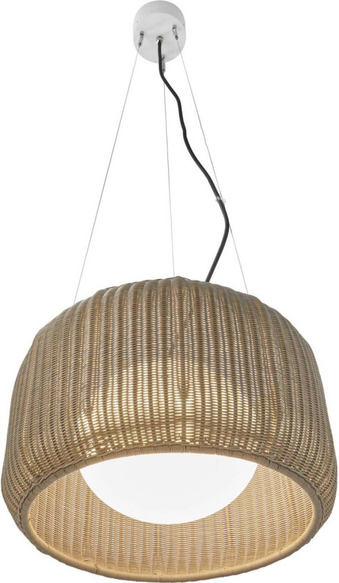 utendørs pendellampe Fora S, naturhvit/beige, Ø 50 cm