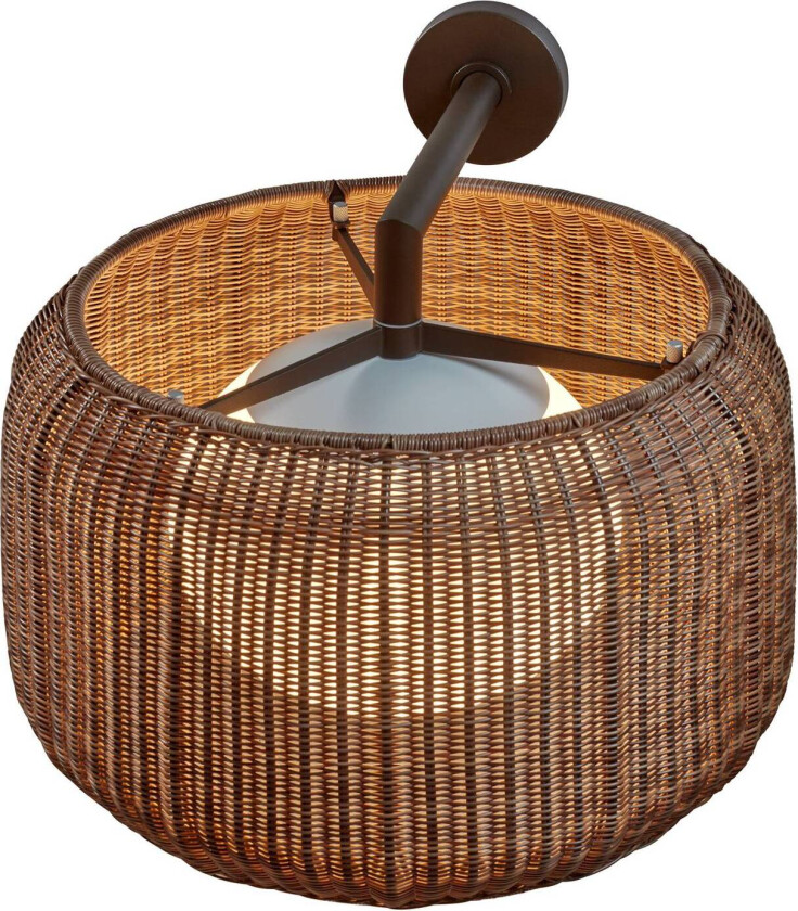 utendørs LED-vegglampe Fora A, grafittbrun/brun, Ø 50 cm