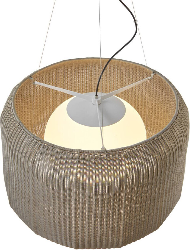 utendørs pendellampe Fora 90, naturhvit/beige
