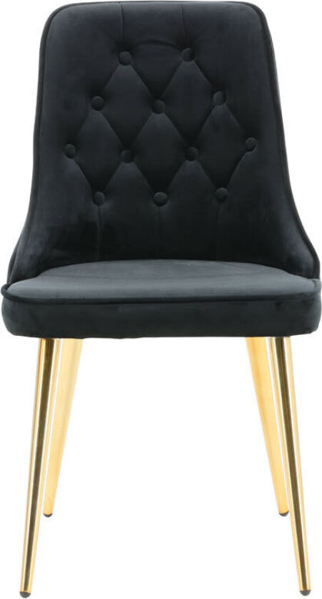 Bilde av VelvetDeluxe spisestuestoler velour svart, messing dekor.