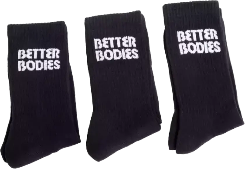 Better Bodies Crew Socks 3 pk, svarte sokker