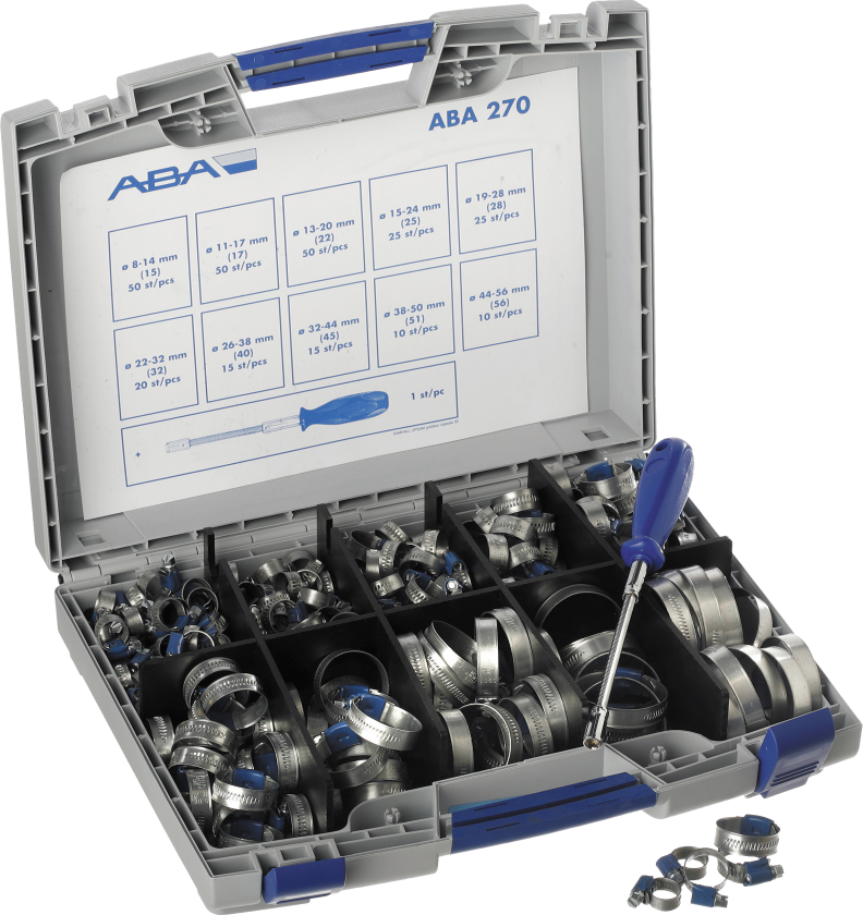 Bilde av slangeklemmes sortiment elforzinket 270 stk.