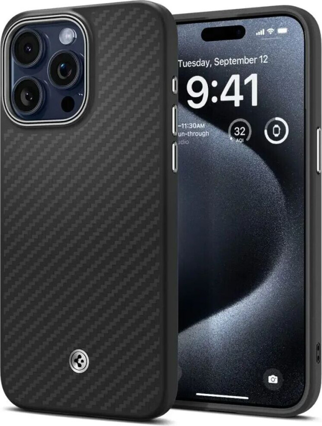 iPhone 15 Pro Max Enzo Aramid Deksel - MagSafe Kompatibel - Svart