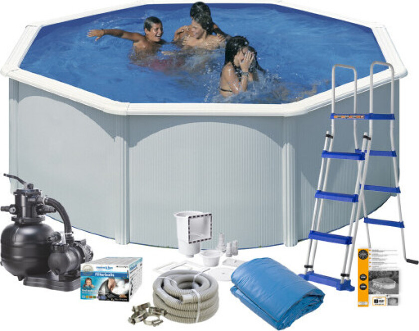 /Gre komplet poolpakke, Ø3,5 meter, 120 cm, hvit