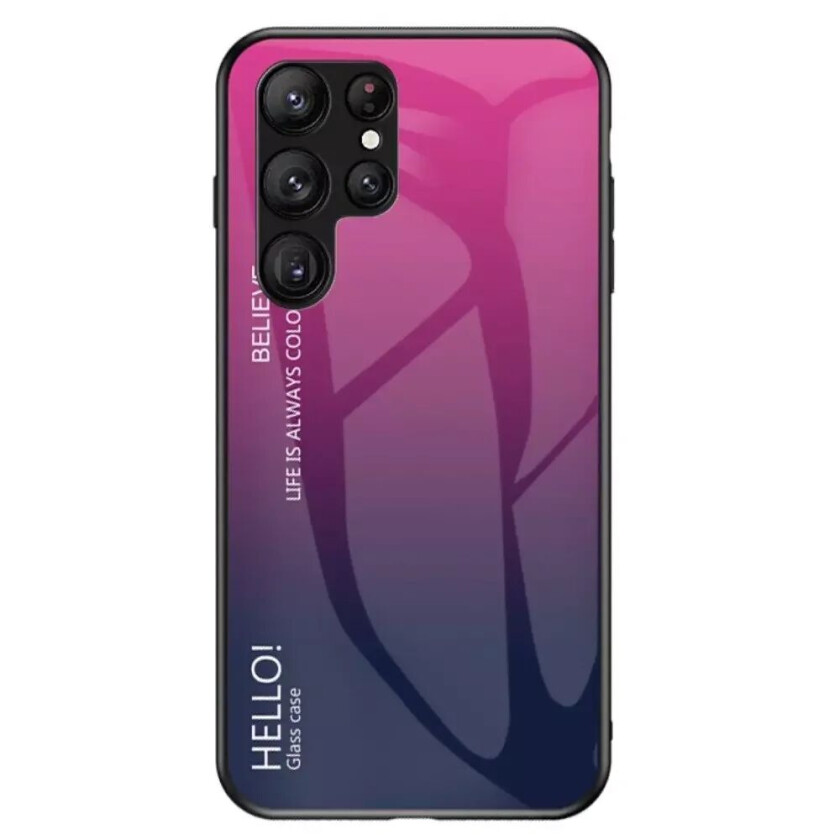 Samsung Galaxy S23 Ultra Glass Bakdeksel - Hello - Rosa / Lilla