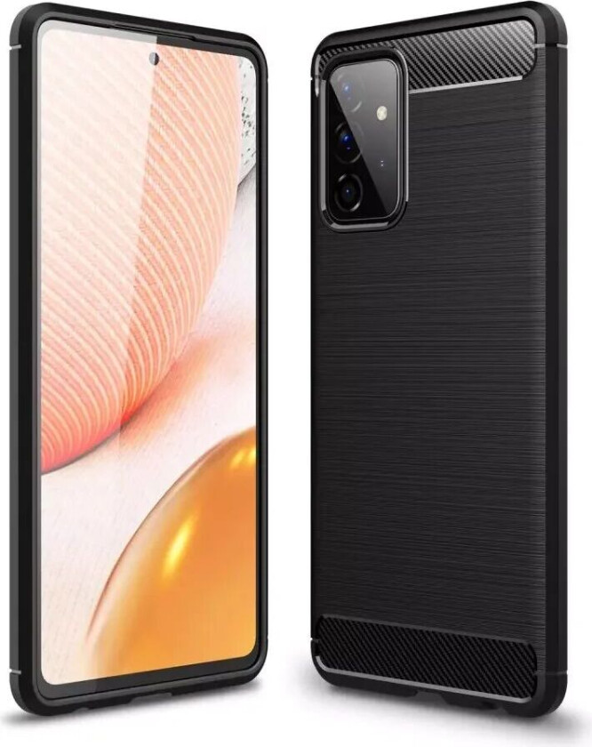 Samsung Galaxy A72 (4G / 5G) Karbonfiber Fleksibelt Plast Deksel - Svart