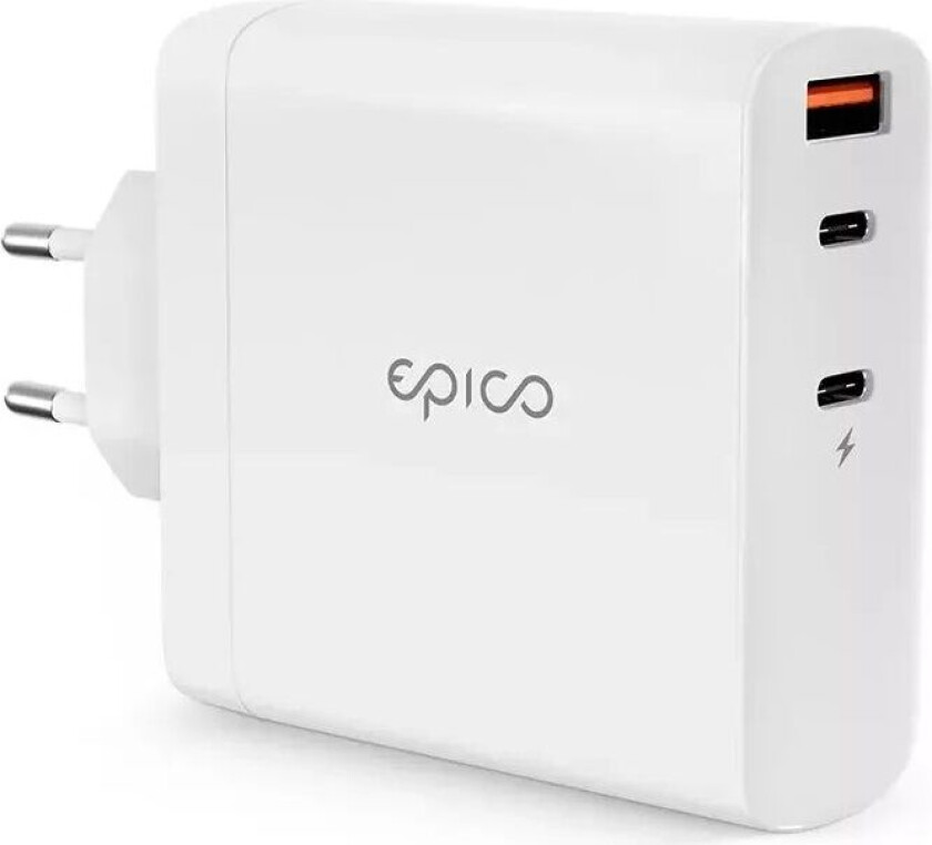 vegglader PD 140W GaN m. 2 x USB-C & 1 x USB-A - Hvit