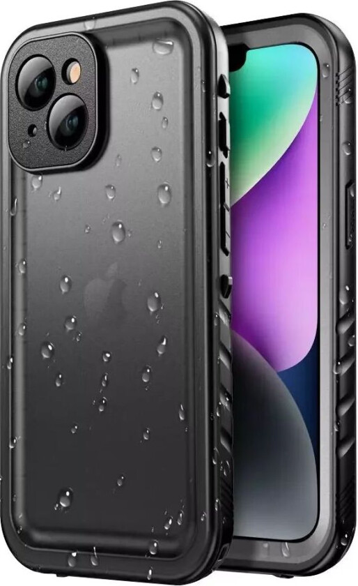 Tech-Protect iPhone 14 Vanntett Deksel - Gjennomsiktig / Svart