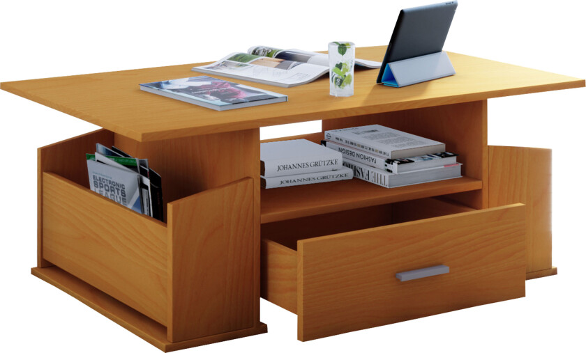 Junata sofabord 1 skuff, 2 rom, 1 hylle bøk dekor.