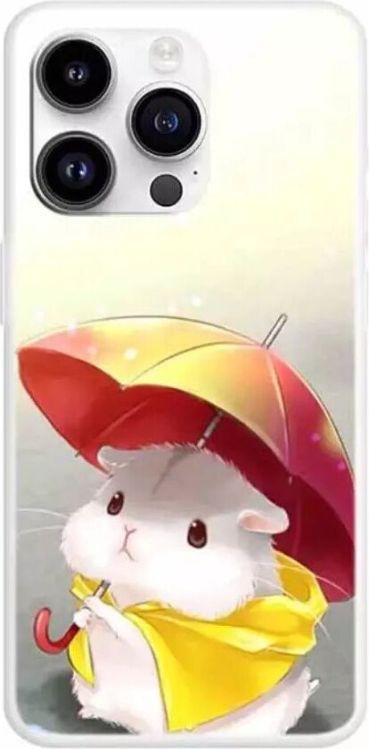 iPhone 15 Pro Fleksibelt Plast Deksel m. Trykk - Hamster med paraply