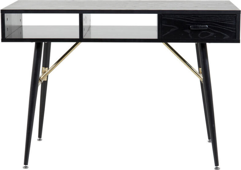 Bilde av GoldDesk skrivebord med hylle og skuff 110x60 cm svart.