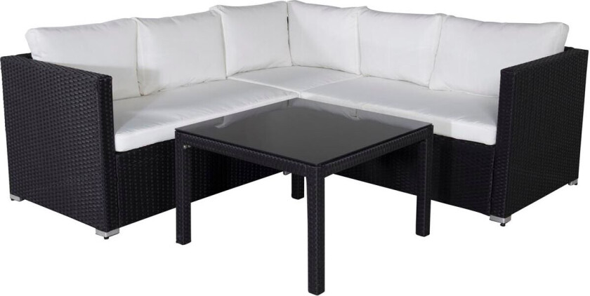 Kuba loungesett 2 deler hvit,svart.