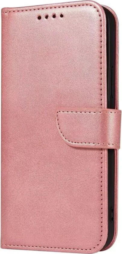 iPhone 13 Mini Flip Deksel i Skinn med Lommebok og Magnetisk Lukning - Rose Gold