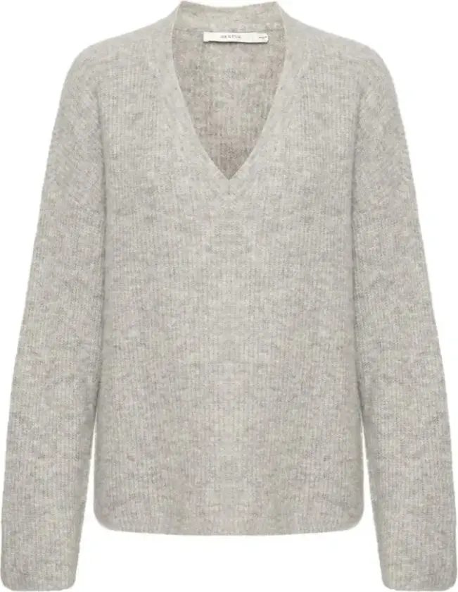 Dame, Strikkevarer, Grå, XL