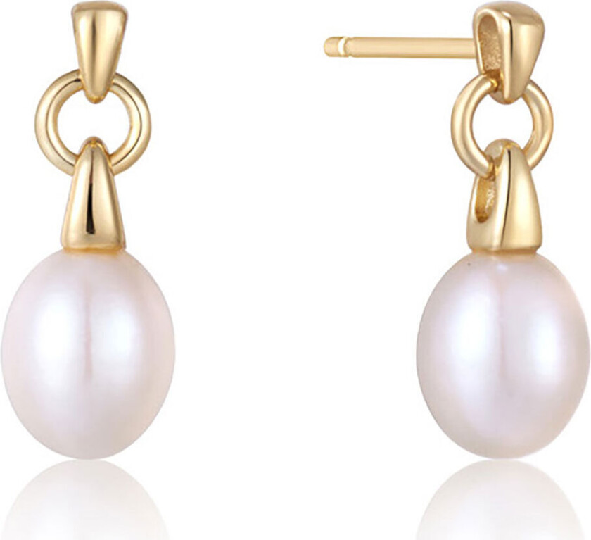 , Ørepynt i forgylt 925 sølv med ferskvannsperle