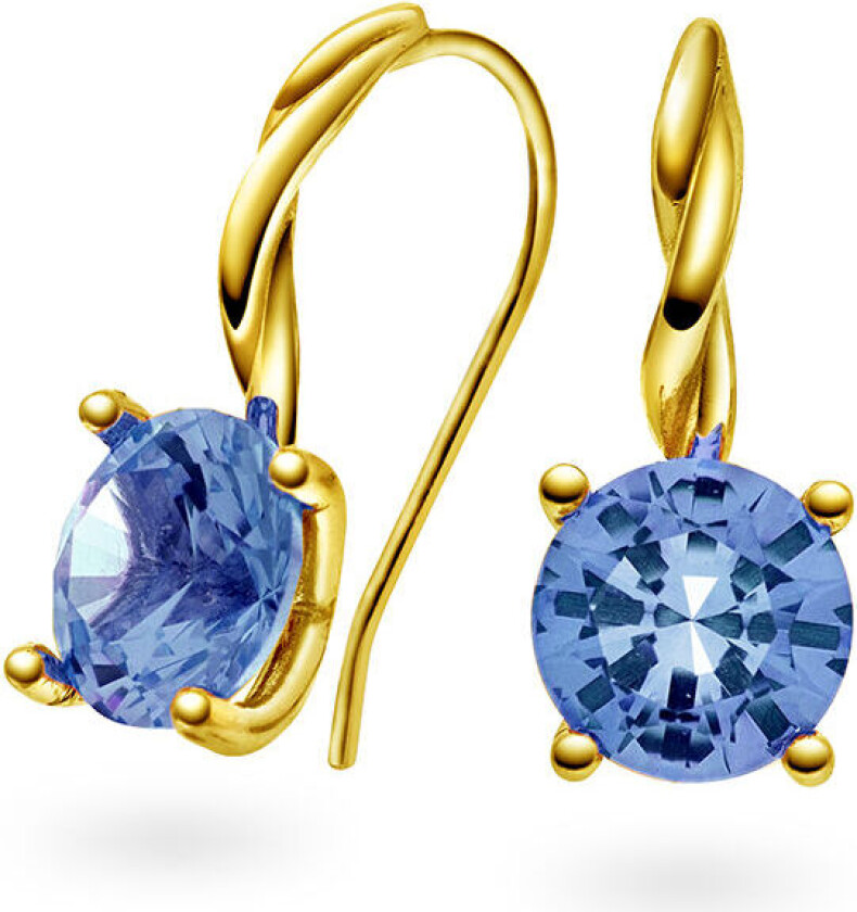 Drops, Øredobber i 585 gult gull med syntetisk Aquamarine