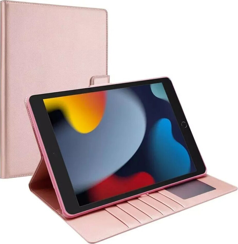iPad 10.2" (2021 / 2020 / 2019) / Air (2019) / Pro 10.5" Flip Deksel i Kunstskinn med Kortholder og Stativ - Rose Gold