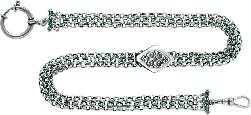 Bilde av Klokkekjede i 830 oksidert sølv, 37 cm