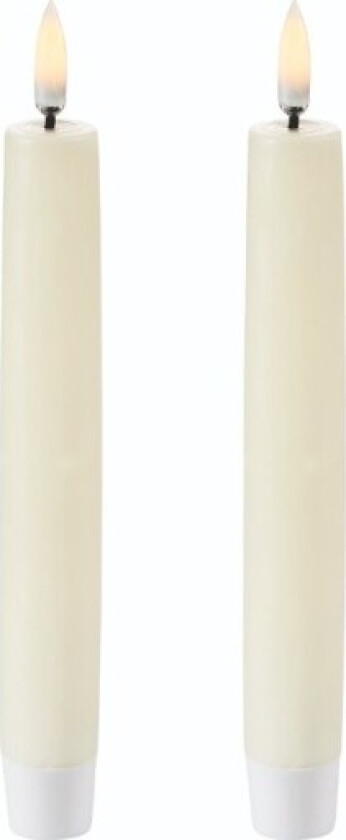 LED kronelys, batteri, råhvit, Ø2,3xH15,5 cm, 2-pak