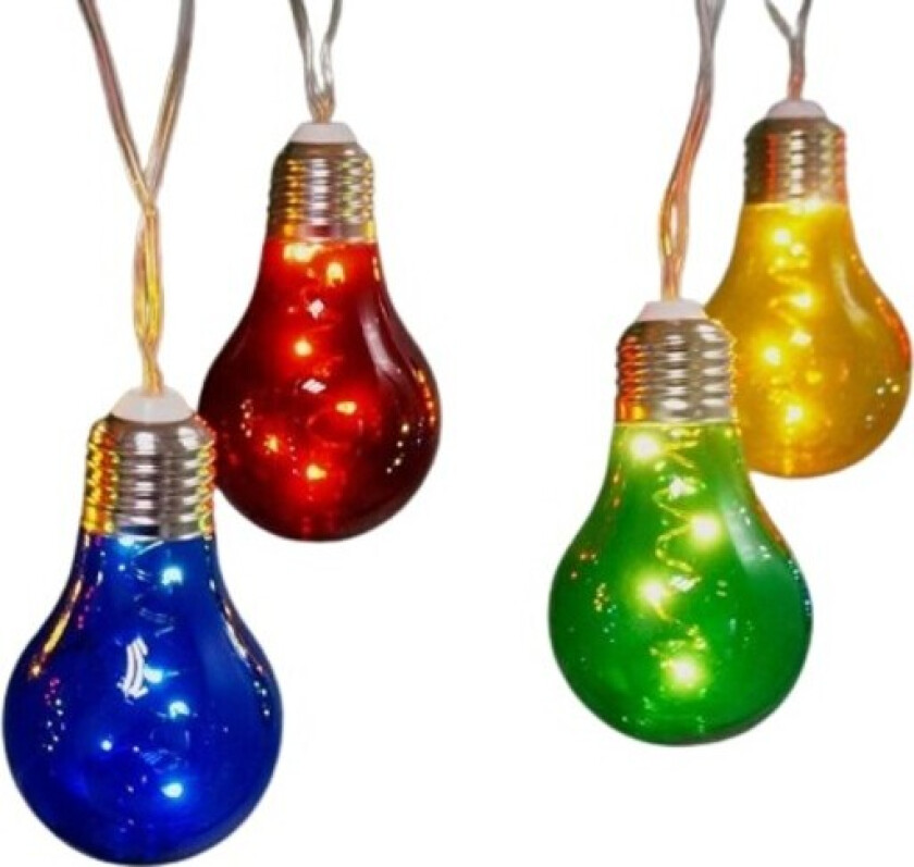 solcelle lyslenke, 10 lyspærer, flerfarget