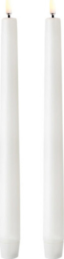 LED kronelys, batteri, hvit, Ø2,3xH25 cm, 2-pak