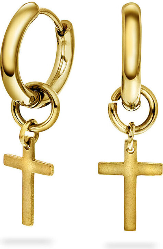 Bilde av , Øreringer i forgylt stål med kors