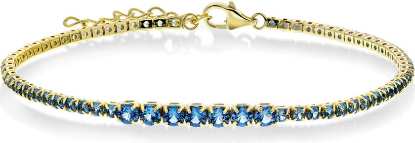 Armbånd i forgylt 925 sølv med lyseblå zirkonia