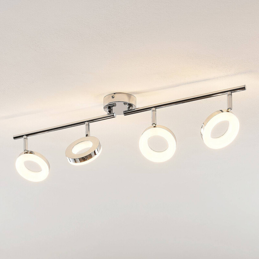 Tioklia LED-taklampe, krom, 4 lyskilder