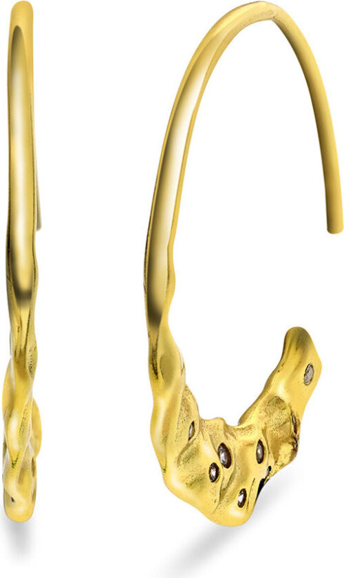 Shapes by Gulldia, Sun øreringer i 925 forgylt sølv med struktur og zirkoina