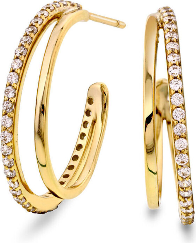 , Øreringer i forgylt 925 sølv med zirkonia