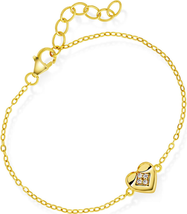Armbånd til barn i 925 forgylt sølv med hjerte og zirkonia