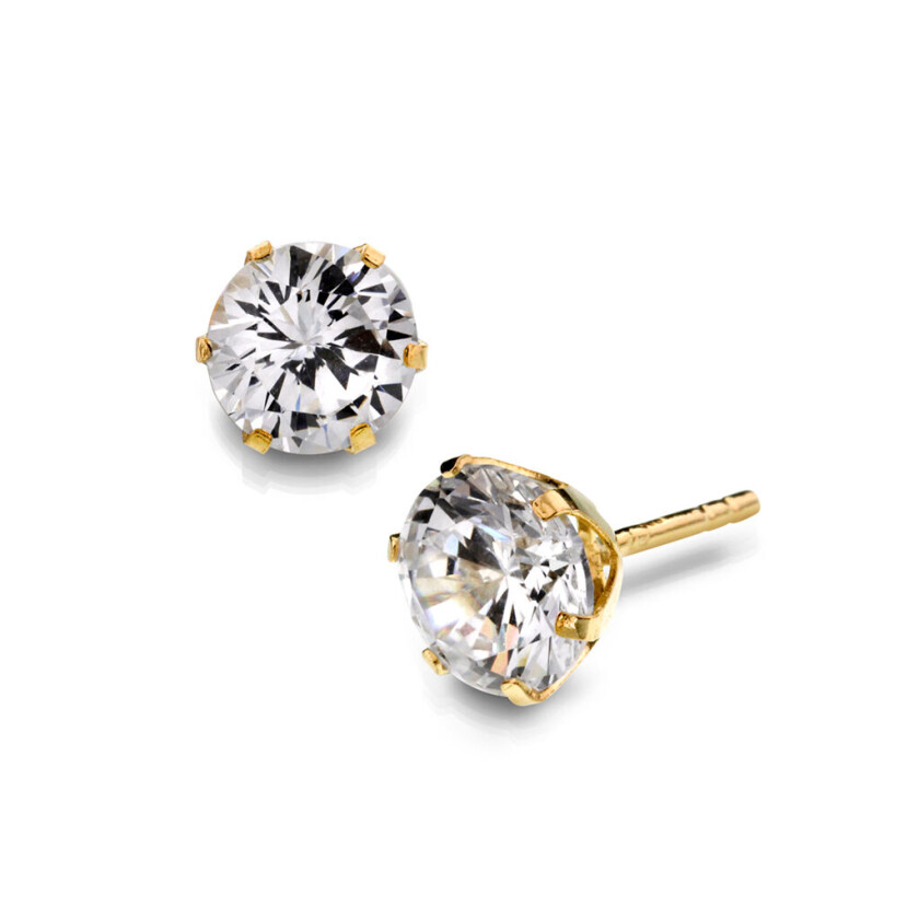 , Øredobber i 585 gult gull med zirkonia