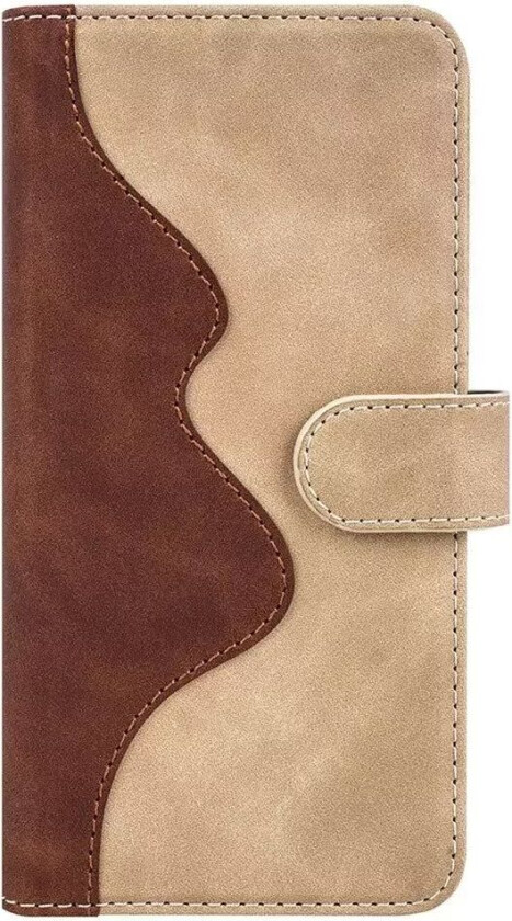 iPhone 15 Flerfarget Leather Flip Cover m. Kortholder - Lys / Mørkebrun