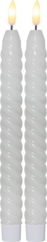LED Antik Vokslys Flamme Swirl 2-pakning, 25 cm. Hvit