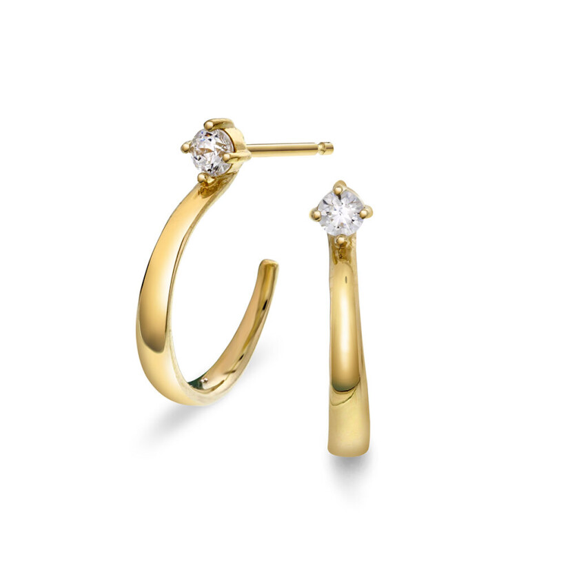 , Øredobber i 585 gult gull med zirkonia