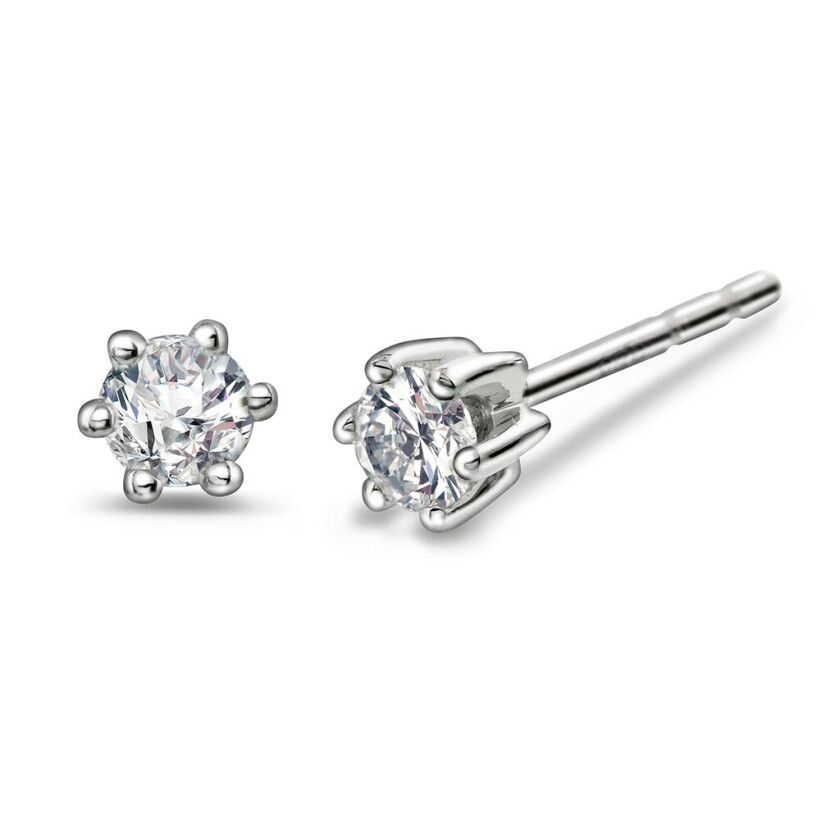 , Ingrid enstens øredobber i 585 hvitt gull med diamanter 0,20 ct WSI