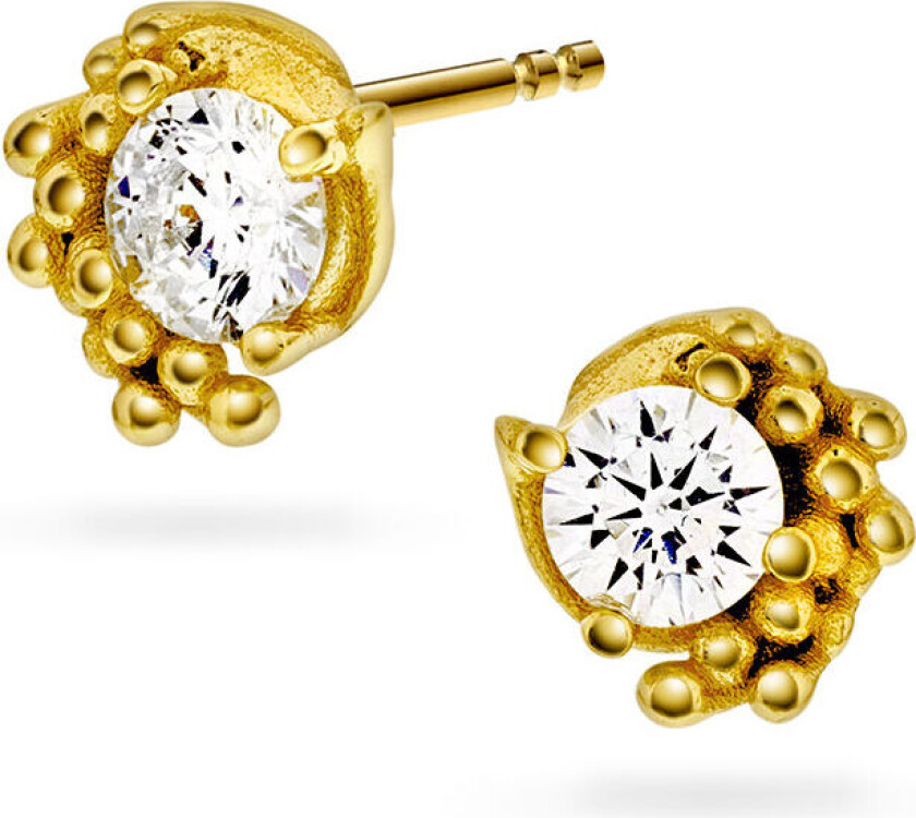 Shapes by Gulldia, Halo øredobber i 925 forgylt sølv med zirkonia